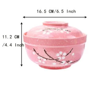 dimension du bol à ramen japonais rose, 16.5cm de largeur pour 11.2cm de hauteur